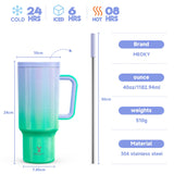 Meoky 40oz Tumbler with Straw, Insulated Car Mug