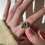 VENTFILLE 925 Sterling Silver Water Droplets Cross Ring