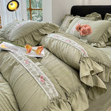 Korean Princess Lace Ruffles Bedding Set 3/4Pcs