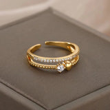 Luxury Zircon Geometric Ring for Women, Gold Color