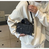 New Fashion Color Block Denim Square Shoulder Bag