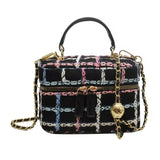 Fashion Plaid Print Tweed Crossbody Bag for Women