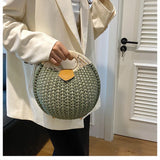 Casual Straw Woven Spherical Handbag for Women