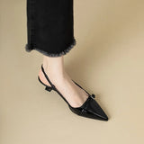 2024 New Summer Red Patent Leather Mid-Heel Sandals