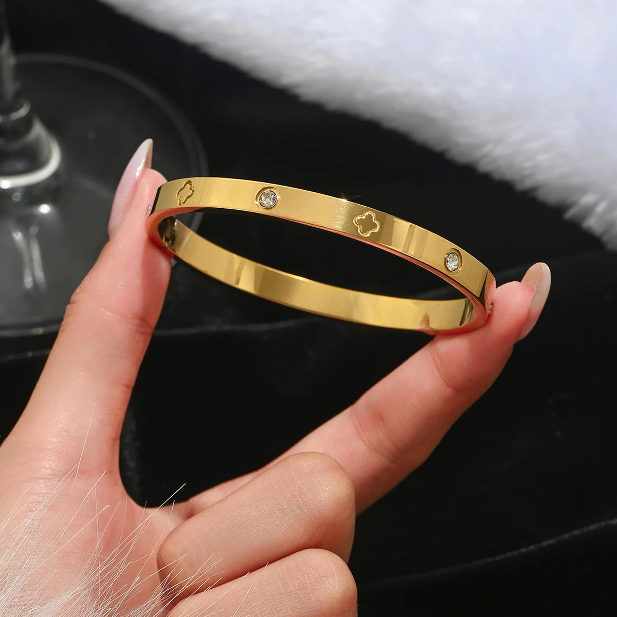 Stainless Steel Gold Nail Bracelet for Women