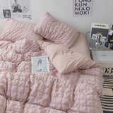 Kawaii INS Girl Blue Bedding Set with Ruffles 4 pcs