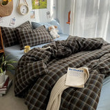 Bedding Set Ins Ambiance Blue Coffee Grid, 4-Piece Set