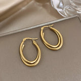 Stainless Steel U-Shaped Texture Hoop Earrings Waterproof