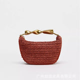 Summer Rattan Half-Moon Beach Straw Shoulder Bag