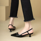 2024 New Summer Red Patent Leather Mid-Heel Sandals