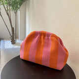 Simple Style Striped Clutch Bag, Lightweight Purse