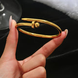 Stainless Steel Gold Nail Bracelet for Women
