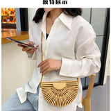 Fashion Half Moon Bamboo Shoulder Crossbody Bag