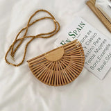 Fashion Half Moon Bamboo Shoulder Crossbody Bag