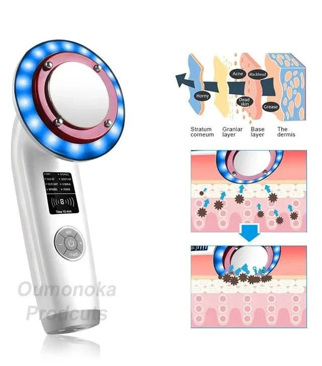 HIFU LED Red Light Face Lifting Machine Facial Appliance Skincare Red Light Therapy Vibrating Beauty Health Portable Airbrush - Clean Vanilla