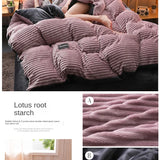 Ultra Soft Velvet Corduroy Duvet Cover Set 3pcs