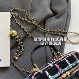 Fashion Plaid Print Tweed Crossbody Bag for Women