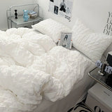 Kawaii INS Girl Blue Bedding Set with Ruffles 4 pcs