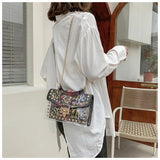Women Studded Graffiti Crossbody Shoulder Bag 2023