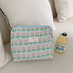 Quilted Cotton Retro Cherry Travel Cosmetic Bag  Clean Vanilla Store