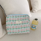 Quilted Cotton Retro Cherry Travel Cosmetic Bag  Clean Vanilla Store