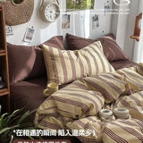 Bedding Set Ins Ambiance Blue Coffee Grid, 4-Piece Set