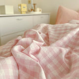 Simple Pink Stripe Bedding Set with Pillowcases 3pcs