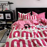 INS Gentle Pink Rose Bedding Set for Girls Women Kawaii 4 pcs
