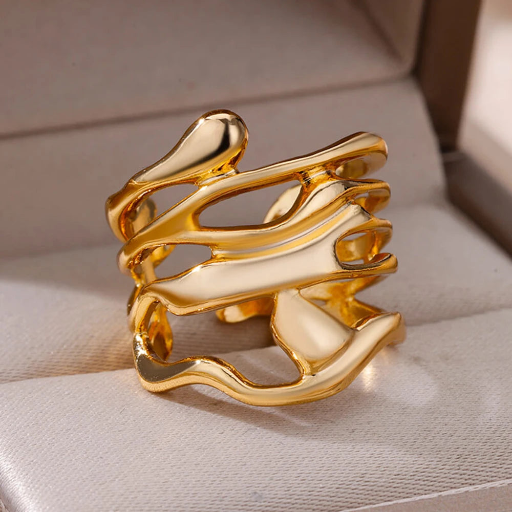 Gold Color Stainless Steel Rings for Women Men