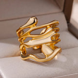 Gold Color Stainless Steel Rings for Women Men