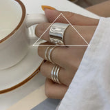 VENTFILLE 925 Sterling Silver Water Droplets Cross Ring