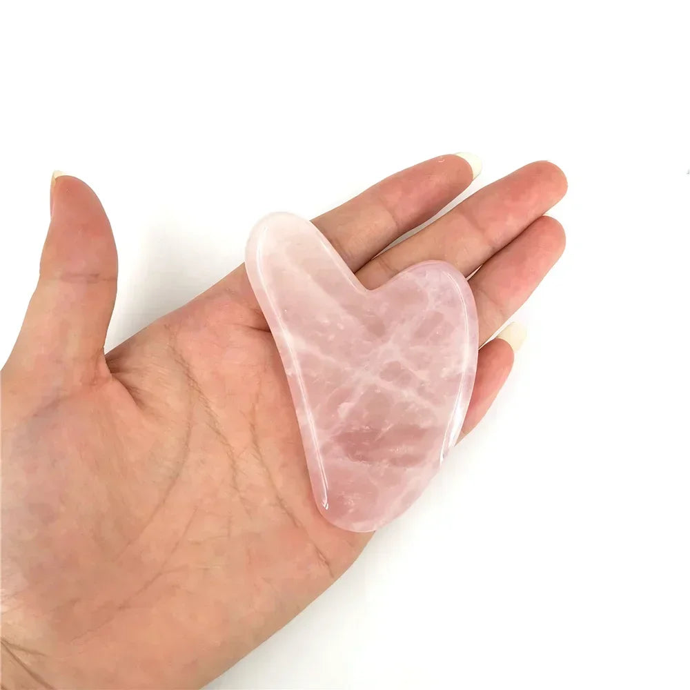 Natural Rose Quartz Gua Sha Roller Set for Face