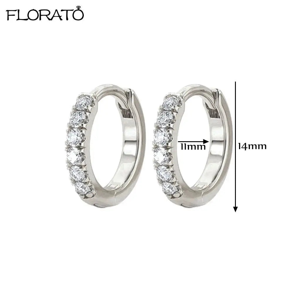925 Silver Needle Crystal 9mm Small Hoop Earrings