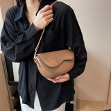 Women Vintage Solid Color Flap Saddle Bag Crossbody