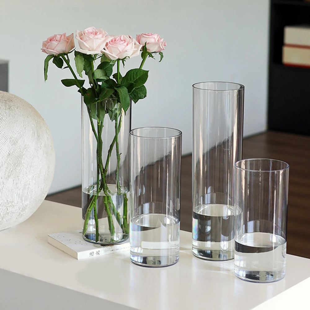 Tall Clear Acrylic Shatterproof Flower Vase