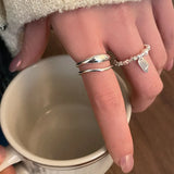 VENTFILLE 925 Sterling Silver Water Droplets Cross Ring