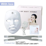 LED Facial Mask Photon Therapy 7 Colours Red Light Face Skin Rejuvenation - Clean Vanilla