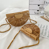 Fashion Half Moon Bamboo Shoulder Crossbody Bag