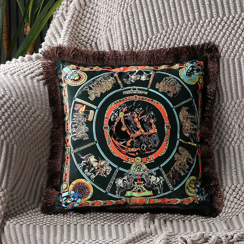 Horse Throw Pillow Cushion Cover - Palace Pattern 45x45cm 30x50cm