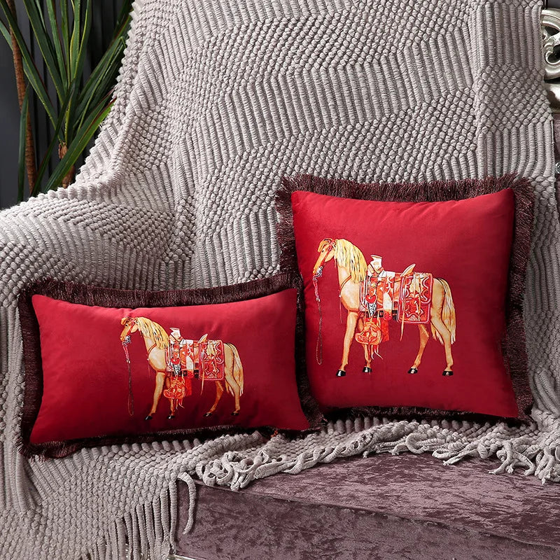Horse Throw Pillow Cushion Cover - Palace Pattern 45x45cm 30x50cm