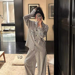 Luxury Striped Cotton Pajamas Women's Wide Leg Set  Clean Vanilla Store