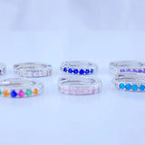 925 Silver Needle Crystal 9mm Small Hoop Earrings