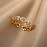 Luxury Zircon Geometric Ring for Women, Gold Color