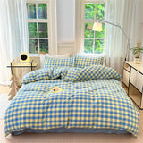 Colorful Cotton Plaid Duvet Cover Set, 3 Pcs