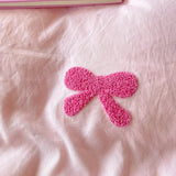 Cute Pink Bows Duvet Cover Set for Girls, 3pcs