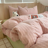 Korean Cotton Pink Stripes Duvet Cover 150x200 Size