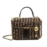 Fashion Plaid Print Tweed Crossbody Bag for Women