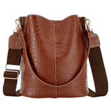 Large-Capacity Crocodile Pattern Leather Crossbody Bag  Clean Vanilla Store