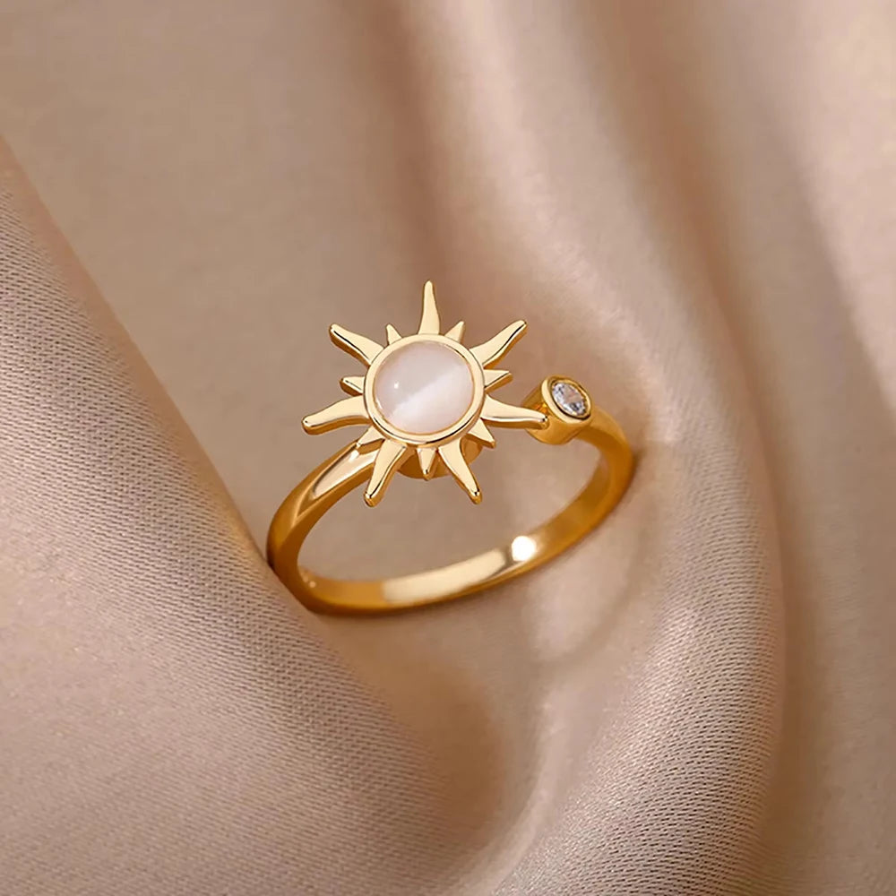 Luxury Zircon Geometric Ring for Women, Gold Color