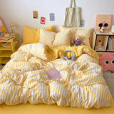 Pink Stripe Bedding Duvet Cover Set with Pillowcase